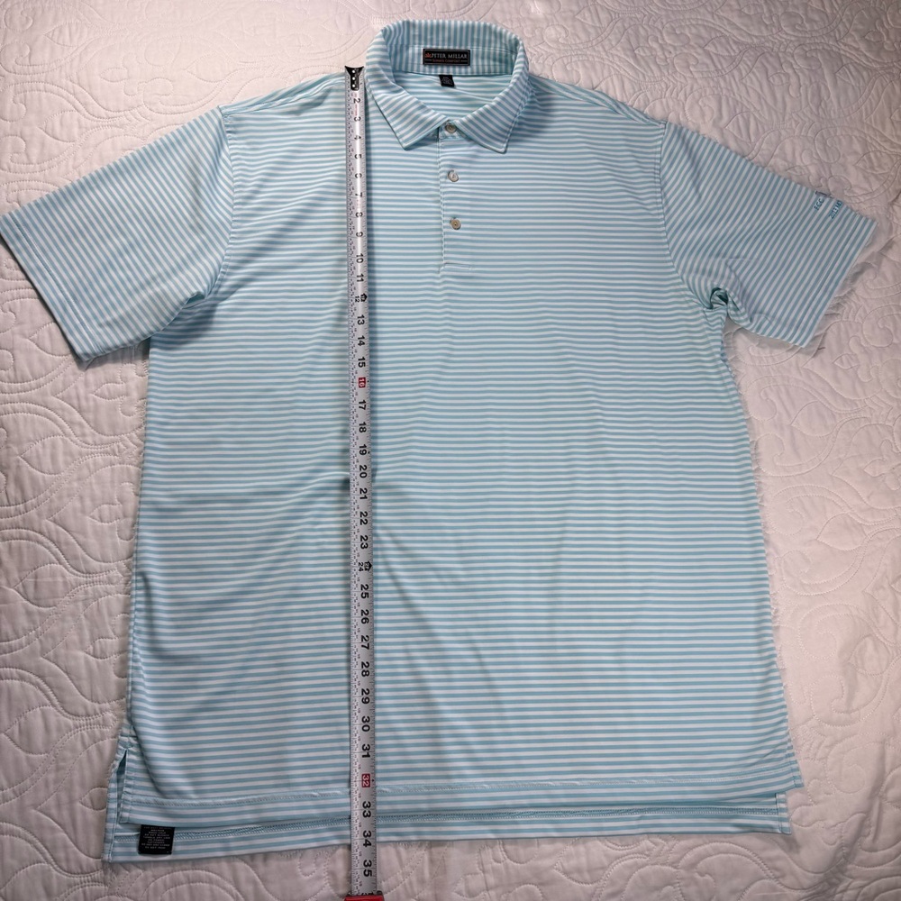 Peter Millar Summer Comfort Blue Striped Performance Polo Shirt Men's XXL EUC - Picture 10 of 10